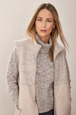 See Saw Boiled Wool Quilted Vest in Natural