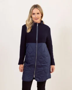 See Saw Boiled Wool Quilted Coat in Navy