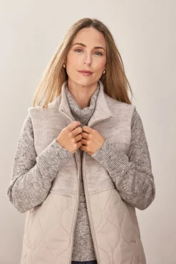 See Saw Boiled Wool Quilted Vest in Natural