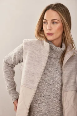 See Saw Boiled Wool Quilted Vest in Natural