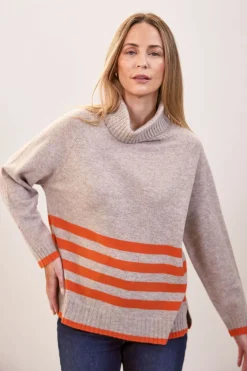 See Saw Luxe Merino Stripe Sweater in Natural Tango