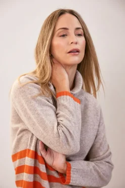 See Saw Luxe Merino Stripe Sweater in Natural Tango