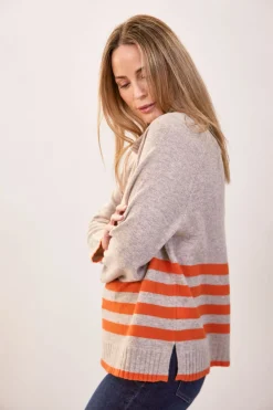See Saw Luxe Merino Stripe Sweater in Natural Tango