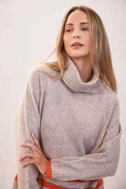 See Saw Luxe Merino Stripe Sweater in Natural Tango
