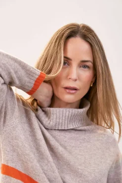 See Saw Luxe Merino Stripe Sweater in Natural Tango