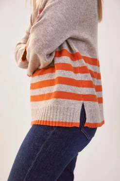 See Saw Luxe Merino Stripe Sweater in Natural Tango