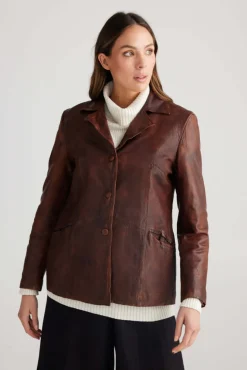 Shanty Corp Roma Jacket in Vintage Brown Leather