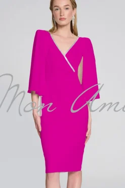Signature by Joseph Ribkoff Flowy Sleeve Dress in Shocking Pink 242732