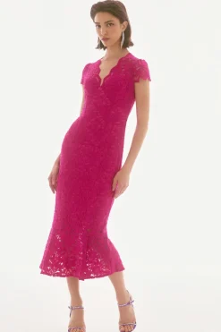 Signature by Joseph Ribkoff Lace Dress in Geranium 251714