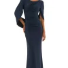 Signature by Joseph Ribkoff Draped Gown in Navy 251703