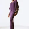 Signature by Joseph Ribkoff Chiffon Cape Gown in Blackcurrant 221385