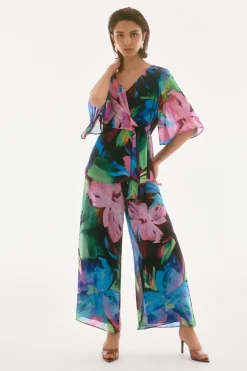 Signature by Joseph Ribkoff Wide Leg Pant in Black Brights 251771