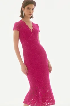 Signature by Joseph Ribkoff Lace Dress in Geranium 251714