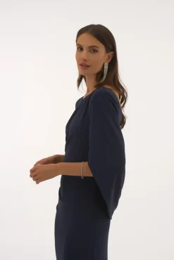 Signature by Joseph Ribkoff Draped Gown in Navy 251703