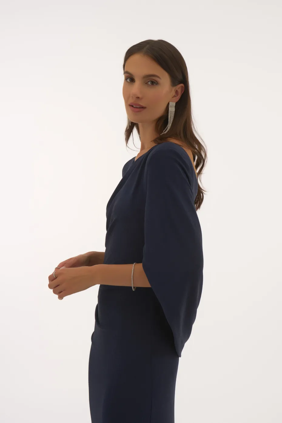 Signature by Joseph Ribkoff Draped Gown in Navy 251703