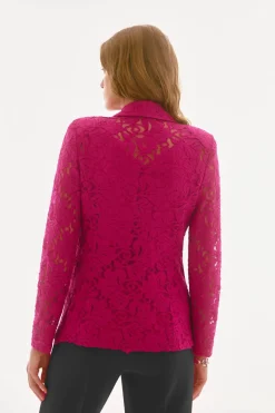 Signature by Joseph Ribkoff Lace Blazer in Geranium 251726