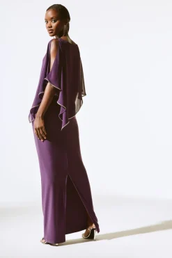 Signature by Joseph Ribkoff Chiffon Cape Gown in Blackcurrant 221385