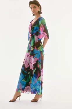 Signature by Joseph Ribkoff Wide Leg Pant in Black Brights 251771