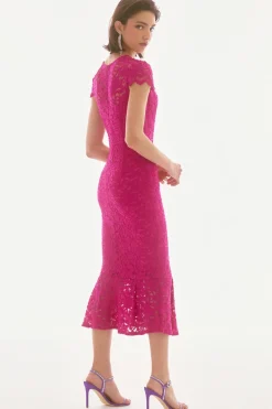 Signature by Joseph Ribkoff Lace Dress in Geranium 251714