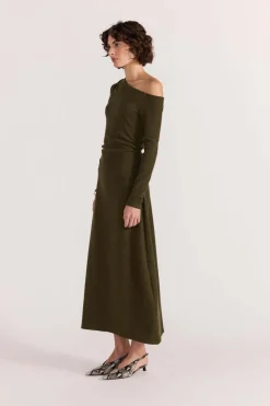Staple the Label Mason Midi Dress in Khaki