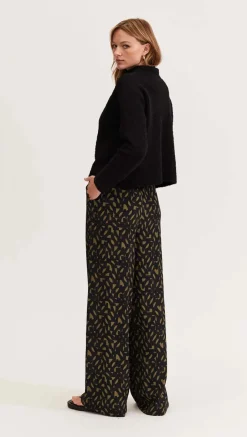 Staple The Label Zadie Wide Leg Pant in Black Khaki Geo