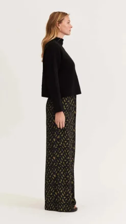 Staple The Label Zadie Wide Leg Pant in Black Khaki Geo