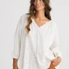 Talisman Isla Blouse in White Broderie