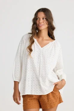 Talisman Isla Blouse in White Broderie