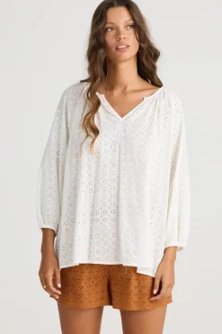 Talisman Isla Blouse in White Broderie