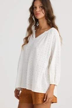 Talisman Isla Blouse in White Broderie
