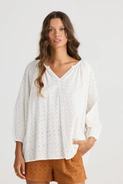 Talisman Isla Blouse in White Broderie