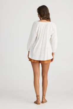Talisman Isla Blouse in White Broderie