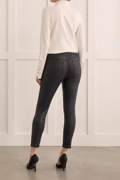 Tribal Audrey Caviar Glitz Pull On Skinny Ankle Pant in Black