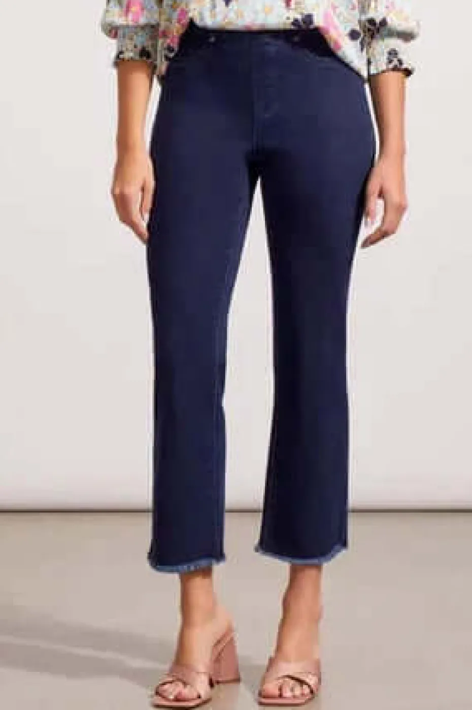 Tribal Audrey Pull On Straight Crop Pant in Bluemoon