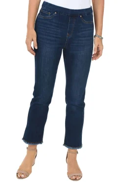 Tribal Audrey Pull On Straight Crop Pant in Bluemoon