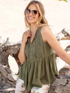 Tribal Embroidered Top in Palmleaf 7345O-4573