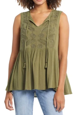 Tribal Embroidered Top in Palmleaf 7345O-4573