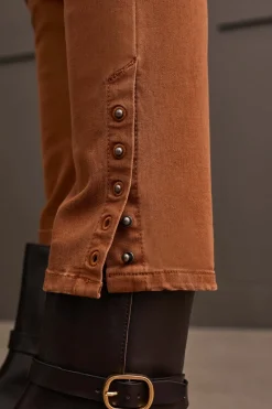 Tribal Pull On Ankle Pant with Hem Vent Detail in Walnut