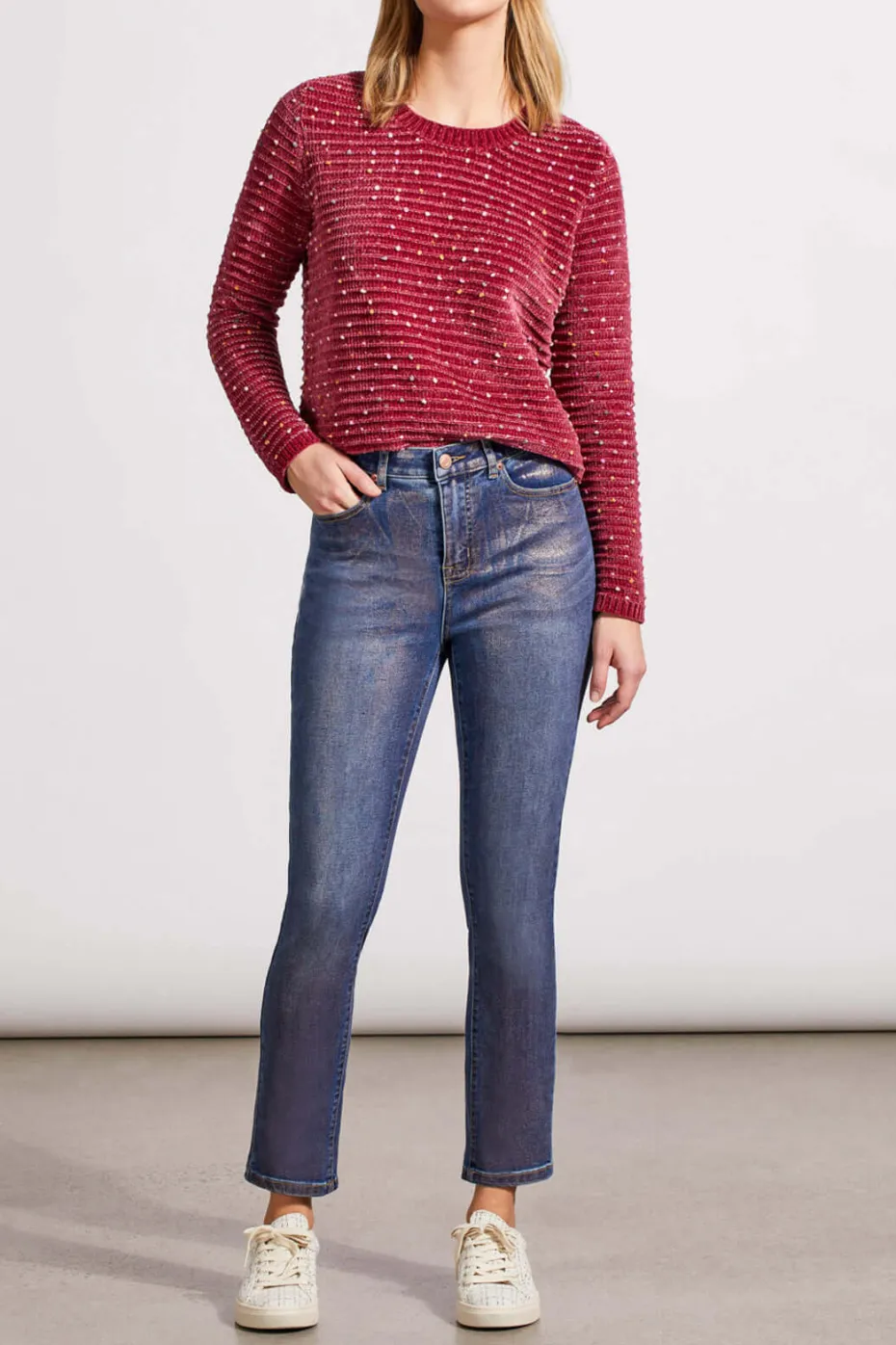 Tribal Sophia Curving Hugging Slim Ankle 28" Jean in Rose Gold