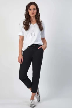 Vassalli Drawstring Pant in Black 5790