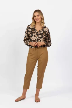 Vassalli Drawstring Pant in Caramel 5790