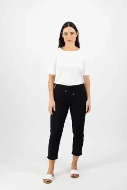 Vassalli Drawstring Pant in Black 5790