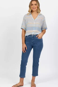 Vassalli Slim Ankle Grazer Jean in Blue Hue 5960