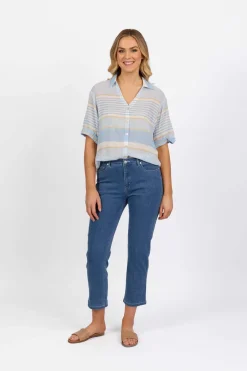 Vassalli Slim Ankle Grazer Jean in Blue Hue 5960