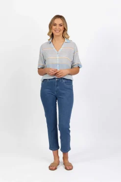 Vassalli Slim Ankle Grazer Jean in Blue Hue 5960