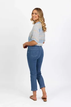 Vassalli Slim Ankle Grazer Jean in Blue Hue 5960