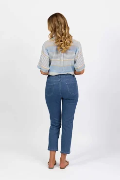 Vassalli Slim Ankle Grazer Jean in Blue Hue 5960