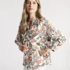 Yarra Trail Folk Art Top in Olive Floral