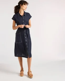 Yarra Trail Ladder Dress in Navy