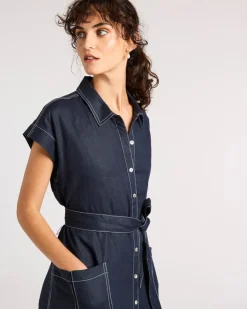 Yarra Trail Ladder Dress in Navy